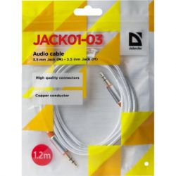 Кабель мультимедійний AUX Audio 3.5mm M/M 1.2m JACK01-03 white Defender (87513) - Картинка 3