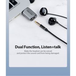 Звуковая карта Звуковая плата Vention Audio USB 1х3,5mm jack 4pin Metal (OMTP-CTIA) (CDLH0) - Картинка 3