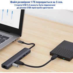  Dynamode 7-in-1 USB-C to HDTV 4K/30Hz, 2USB3.0, RJ45, USB-C PD 100W, SD/MicroSD (BYL-2303) -  9