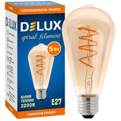  Delux ST64 5 E27 2200 amber spiral_filament (90018153) -  2