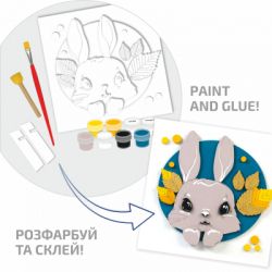 Набор для творчества Rosa Talent Картина 3D Зайчик ДВП грунтованный 18х18 см (4823098535706) - Картинка 3