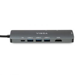  Vinga USB-C 3.1 to HDMI+RJ45_1Gbps+3xUSB3.0+SD/TF+PD100W (VHYC8) -  5