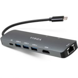  Vinga USB-C 3.1 to HDMI+RJ45_1Gbps+3xUSB3.0+SD/TF+PD100W (VHYC8)