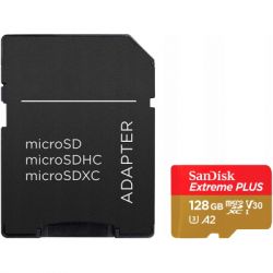   SanDisk 128GB microSD class 10 V30 Extreme PLUS (SDSQXBD-128G-GN6MA)