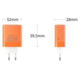   Proda AZEADA Seagulls AZ-19 GaN5 65W USB-A (QC4.0) USB-C (PD3.0) orange (AZ-19-OR) -  6