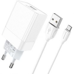   BOROFONE BA47A Mighty speed single port QC3.0 3A + Type-C cable White (BA47AMW) -  2