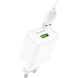   BOROFONE BA47A Mighty speed single port QC3.0 3A + Type-C cable White (BA47AMW) -  3