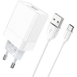   BOROFONE BA47A Mighty speed single port QC3.0 3A + Type-C cable White (BA47ACW) -  3
