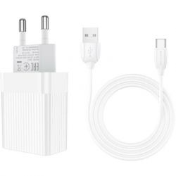   BOROFONE BA47A Mighty speed single port QC3.0 3A + Type-C cable White (BA47ACW) -  1