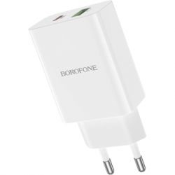   BOROFONE BA56A Lavida dual port PD20W+QC3.0 charger White (BA56AW) -  5