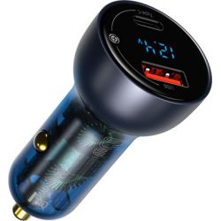   Baseus Particular Digital Display QC+PPS Car Charger 65W Cable(Type-C toType-C100W 1m) USB-A/Type-C Dar (TZCCKX-0G) -  2
