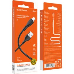   USB 2.0 AM to Lightning 1.0m BX51 Triumph 2.4A Black BOROFONE (BX51LB) -  3