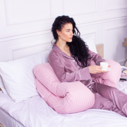 Подушка MirSon для вагітних і відпочинку Satin Stripe №8026 U-подібна Pink (2200006178644) - Картинка 5