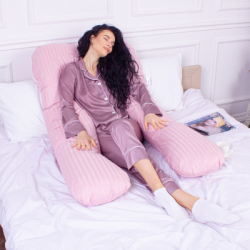 Подушка MirSon для вагітних і відпочинку Satin Stripe №8026 U-подібна Pink (2200006178644) - Картинка 6