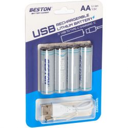  Beston AA USB Type-C 1460mAh 1.5V Li-ion * 4 (2AC-60/AA620265) -  1