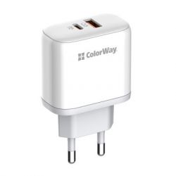   ColorWay Power Delivery Port PPS USB (Type-C PD+ USB QC3.0) (45W) white (CW-CHS042PD-WT)