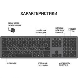 Клавіатура OfficePro SK1550 Wireless Black (SK1550B) - Картинка 6