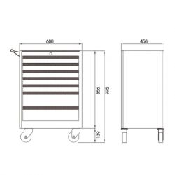 Тележка для инструмента KING TONY на колесах, 7 полок 680х458х995 мм (87A34-7BA) - Картинка 3
