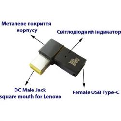  PD 100W USB-C F to DC Male Jack square mouth Lenovo Thinkpad ST-Lab (PD100W-Lenovo) -  2