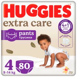 ϳ Huggies Extra Care  4 (9-14 ) Pants Box 80  (5029053582405)