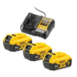 ����� ����������� + �������� ���������� DeWALT 10,8 - 54 �, 4A, 18� XR Li-Ion, 3 x 5Ah DCB184 (DCB1104P3)