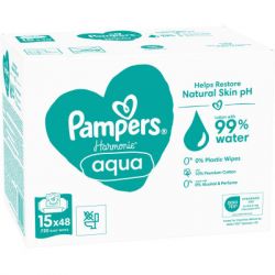 Детские влажные салфетки Pampers Harmonie Aqua 15 пачек x 48 шт (8006540510247) - Картинка 3