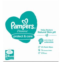 Детские влажные салфетки Pampers Harmonie Protect&Care с календулой 24 пачки х 44 шт (8700216250603) - Картинка 2