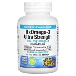 Жирні кислоти Natural Factors Омега-3 ультра, 2150 мг, RxOmega-3 Ultra Strength, 150 гелевих капсул (NFS-35490) - Картинка 3
