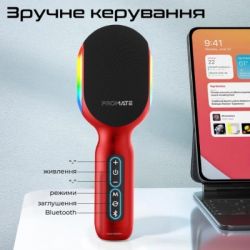 Микрофон Promate VocalMic Bluetooth 2 x AUX LED Red (vocalmic.red) - Картинка 12