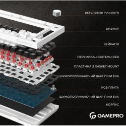 ��������� GamePro MK160W Hot-Swap Red Swich RGB USB UA White (MK160W) - �������� 6