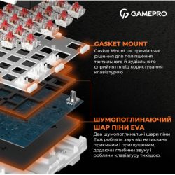 ��������� GamePro MK170W Hot-Swap Red Swich RGB USB UA White (MK170W) - �������� 8