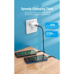 Дата кабель USB 2.0 AM to 2хUSB-C M 1.0m Y-Splitter Charging Cable 2.4А 480Mbps Aluminum Al Vention (CQOHF) - Картинка 6