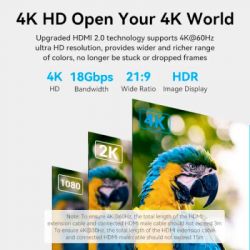 ������ ������������� HDMI M to HDMI F 5.0m V2.0 4K 60Hz PVC Vention (AHCBJ) - �������� 6