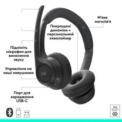 Навушники Logitech Zone 305 for Business Wireless/Bluetooth UC Black (981-001453) - Картинка 5
