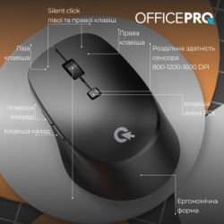 Мишка OfficePro M305B Silent Click Ergonomic Wireless Black (M305B) - Картинка 6