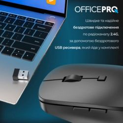 Мишка OfficePro M305B Silent Click Ergonomic Wireless Black (M305B) - Картинка 7