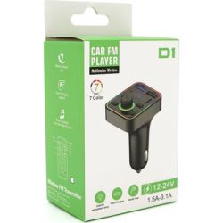 FM модулятор Voltronic D1, підсвітка 7 кольорів, 1.5-3.1A, USB, TF (FM-D1-7Col) - Картинка 4