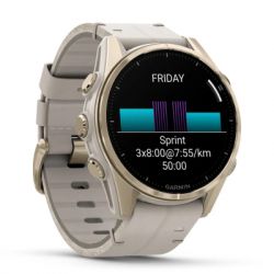 �����-���� Garmin fenix 8 43mm, AMOLED, Saph, SftGldSS/FogGryLeatherBnd, Excl, GPS (010-02903-40) - �������� 3