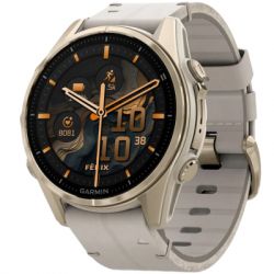�����-�������� Garmin fenix 8 43mm, AMOLED, Saph, SftGldSS/FogGryLeatherBnd, Excl, GPS (010-02903-40)