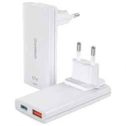   Choetech 2xUSB 65W GaN (USB-C+USB-A) Ultra thin (PD6011-EU-WH)