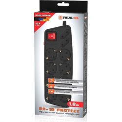Сетевой фильтр питания REAL-EL REAL-EL RS-10 Protect, 1.8m, black (EL122300038) - Картинка 8