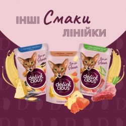 Вологий корм для кішок Delickcious Смужки з качкою та гарбузом в крем-супі 85 г (4820269141797) - Картинка 7
