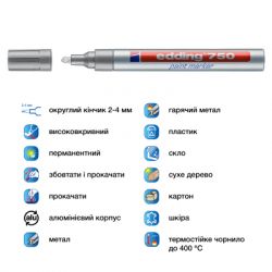 Маркер Edding Paint 2-4 мм круглий срібний (e-750/54) - Картинка 4