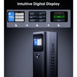 ������� ������������ Choetech 27000mAh, PD/140W in/out, 2*USB-C/PD5.0, QC3.0/22W, TFT Display (B670-CCGY) - �������� 8