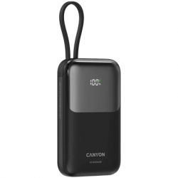 Батарея універсальна Canyon 10000mAh OnPower 101 PD/22.5W built-in cable Black (CNS-CPB101BK) - Картинка 3