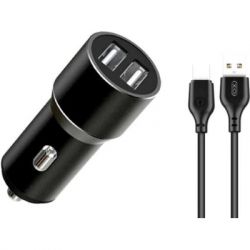   XO TZ09 2.4A/2 USB + cable Type-C Black (XO-TZ09T-BK)