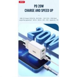 Зарядний пристрій XO L101 PD + QC3.0 (1USB/2Type-C/20W) + USB - MicroUSB White (XO-L101-WH) - Картинка 3