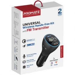 FM модулятор Promate PowerTune 38w USB-A OTG/USB-A QC3.0/USB-C PD Black (powertune-38w.black) - Картинка 2