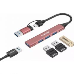 Концентратор Canyon hub DS-02 4in1 USB-A/C Pink (CNS-TDS02P) - Картинка 3