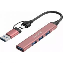 Концентратор Canyon hub DS-02 4in1 USB-A/C Pink (CNS-TDS02P) - Картинка 4